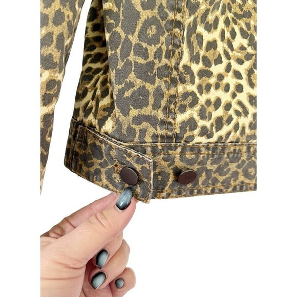 ATM Anthony Thomas Melillo Woman's Sz XS Leopard Print Denim Button Down Jacket - Picture 5 of 13